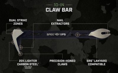 Spec Ops Pry Bar, Claw, 10-in.