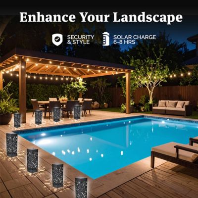 Image showing  by Design Solar Powered Integrated LED Night Actatived Bollard Pathway Light (4-Pack)