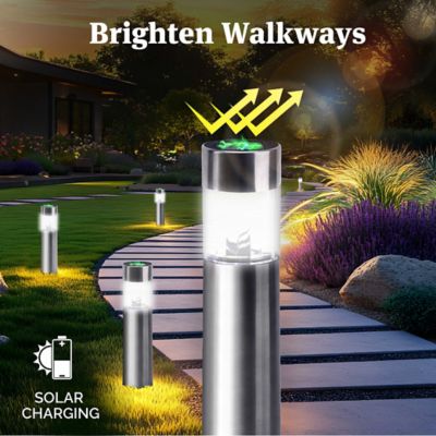 Image showing  by Design Stainless Steel Solar Powered Integrated LED Night Actatived Pathway Light (4-Pack)