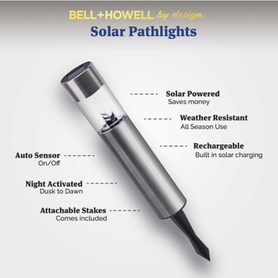 Image showing  by Design Stainless Steel Solar Powered Integrated LED Night Actatived Pathway Light (4-Pack)