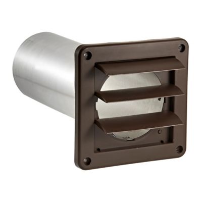 Lambro 4-in. Plastic Wall Exhaust Dryer Vent with 3 Louvers and 11-in. Pipe, Brown