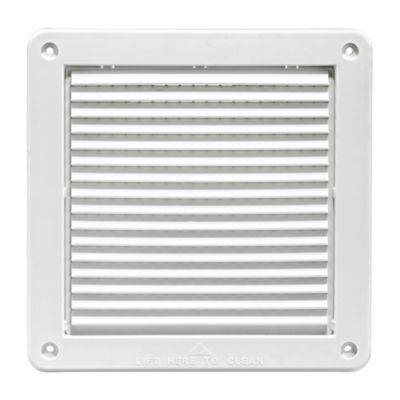 Image showing  6-in. White Plastic Fresh Air Intake Vent with Mini Louvers and Removable Screen, White