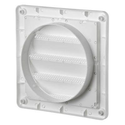 Image showing  6-in. White Plastic Fresh Air Intake Vent with Rain Guard and Removable Screen, White