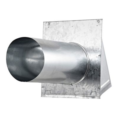 Image showing  6-in. 26-Gauge Galvanized Steel Wall Exhaust Hood Bath Fan Vent with Damper, Wire Mesh Screen, and 11-in. Pipe