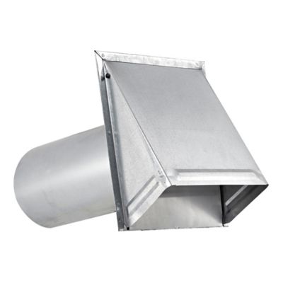 Image showing  6-in. 26-Gauge Galvanized Steel Wall Exhaust Hood Bath Fan Vent with Damper, Wire Mesh Screen, and 11-in. Pipe