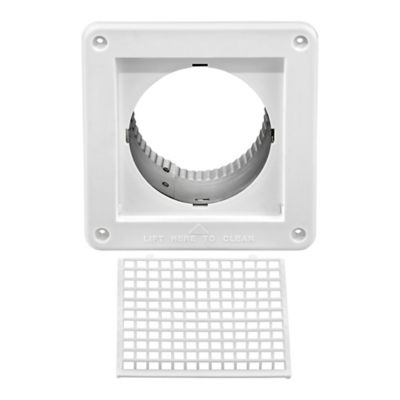 Image showing  4 in. White Plastic Fresh Air Intake Vent with Mini Louvers, Removable Screen, and 3 in. Aluminum Pipe, White