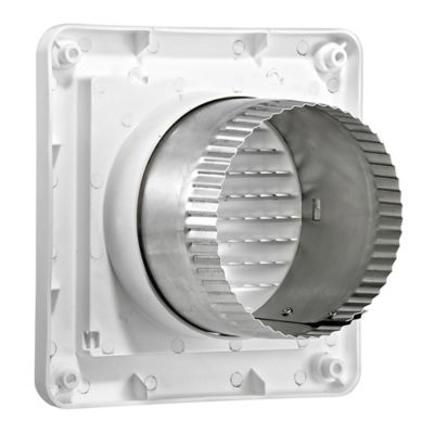 Image showing  4 in. White Plastic Fresh Air Intake Vent with Mini Louvers, Removable Screen, and 3 in. Aluminum Pipe, White