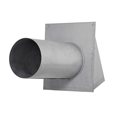 Image showing 2 th Lambro 8-in., 26-Gauge Paint-Grade Galvanized Wall Exhaust Hood Vent with Damper, Wire Mesh Screen, and 11-in. Pipe
