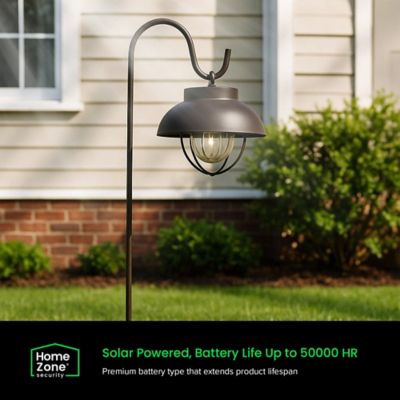 Image showing  15-Lumen Solar Farmhouse-Style LED Metal Garden Hanging Lantern, Bronze, 2 Pack
