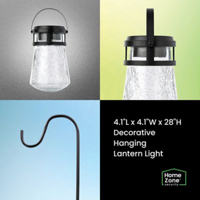 Image showing  10-Lumen Solar Crackle-Glass LED Lantern Path Lights with Shepherd Hook, 2 Pack
