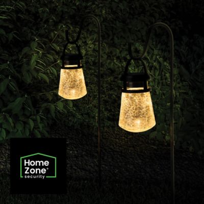 Image showing 5 th Home Zone Security 10-Lumen Solar Crackle-Glass LED Lantern Path Lights with Shepherd Hook, 2 Pack