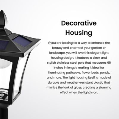 Image showing  68-In. Solar-Powered Decorative Outdoor Post Lamp Light, ELI1581V