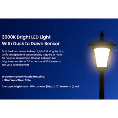 Image showing 6 th Home Zone Security 68-In. Solar-Powered Decorative Outdoor Post Lamp Light, ELI1581V