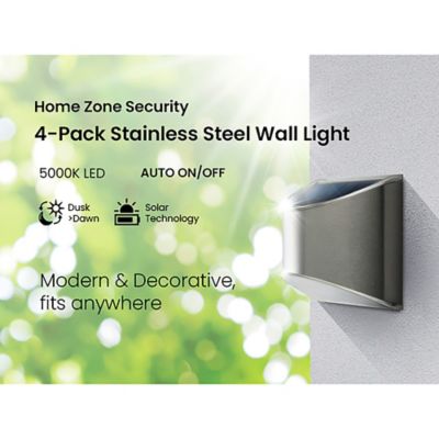 Image showing 5 th Home Zone Security 4-Pack Decorative Outdoor Solar Wall Lights Wall, Fence Post, or Step