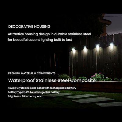 Image showing 6 th Home Zone Security 4-Pack Decorative Outdoor Solar Wall Lights Wall, Fence Post, or Step