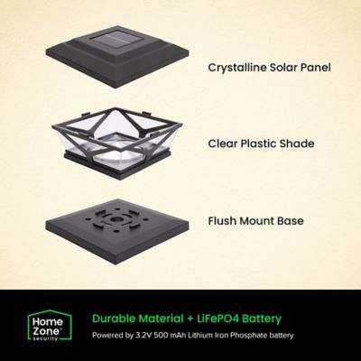 Image showing 6 th Home Zone Security Crown-Style Solar-Powered LED Post Cap Light with Adjustable Color Temperature, 4 Pack (Black)