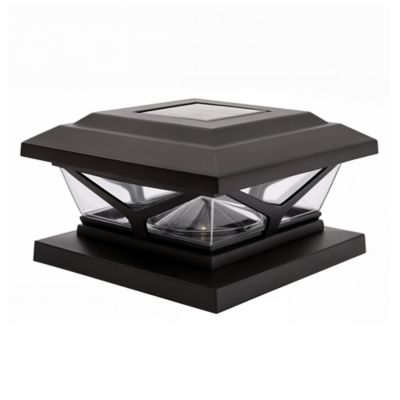 Image showing 9 th Home Zone Security Crown-Style Solar-Powered LED Post Cap Light with Adjustable Color Temperature, 4 Pack (Black)