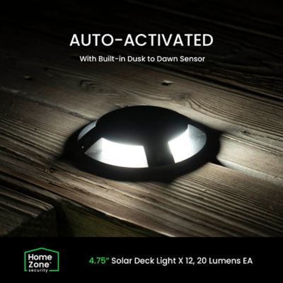 Image showing 5 th Home Zone Security 12-Pack Outdoor Solar Deck Light, Black, 20 Lumens