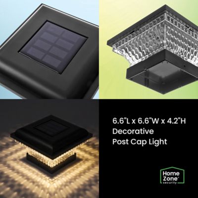 Image showing  Outdoor Solar Post Cap Lights for 3.5-in. x 3.5-in. and 4-in. x 4-in. Posts, 2 Pack (Black)