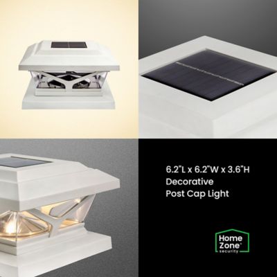 Image showing  Crown-Style Solar-Powered LED Post Cap Light with Adjustable Color Temperature, 4 Pack (White)