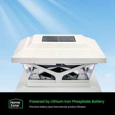 Image showing  Crown-Style Solar-Powered LED Post Cap Light with Adjustable Color Temperature, 4 Pack (White)