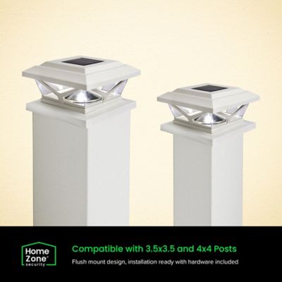Image showing 5 th Home Zone Security Crown-Style Solar-Powered LED Post Cap Light with Adjustable Color Temperature, 4 Pack (White)