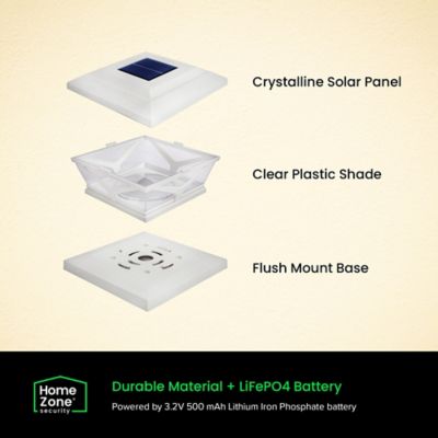Image showing 6 th Home Zone Security Crown-Style Solar-Powered LED Post Cap Light with Adjustable Color Temperature, 4 Pack (White)