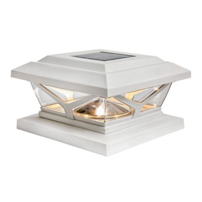 Image showing 8 th Home Zone Security Crown-Style Solar-Powered LED Post Cap Light with Adjustable Color Temperature, 4 Pack (White)