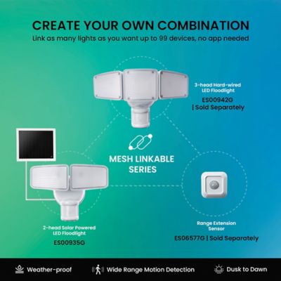 Image showing 5 th Home Zone Security SMD Linkable 2-Light Motion-Sensing Solar-LED Flood Light, 1,500 Lumens, 2 Pack