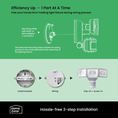 Image showing 7 th Home Zone Security Smart SMD 3-Light Motion Sensing LED Outdoor Flood Light, 3,500 Lumens