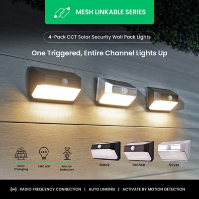 Image showing 6 th Home Zone Security Mesh-Linkable Solar SMD LED Security Wall Light, 800 Lumens, 4 Pack