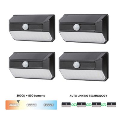 Image showing 7 th Home Zone Security Mesh-Linkable Solar SMD LED Security Wall Light, 800 Lumens, 4 Pack