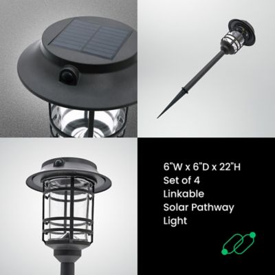 Image showing  Mesh-Linkable Solar LED Traditional-Style Security Pathway Light, 300 Lumens, 4 Pack