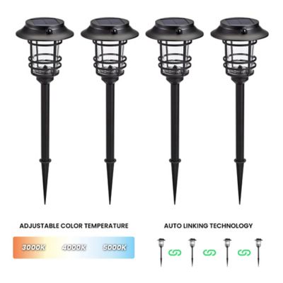 Image showing 7 th Home Zone Security Mesh-Linkable Solar LED Traditional-Style Security Pathway Light, 300 Lumens, 4 Pack