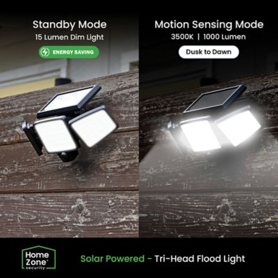 Image showing  1,000-Lumen Triple-Head Outdoor Solar LED Motion-Sensor Security Lights, 2 Pack