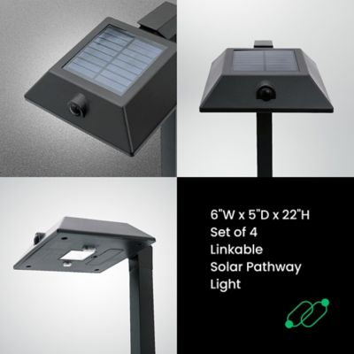 Image showing  Mesh-Linkable Solar LED Contemporary-Style Security Pathway Light, 300 Lumens, 4 Pack