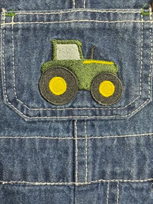 Image showing  Infant Boy Shortall Stripe Tractor
