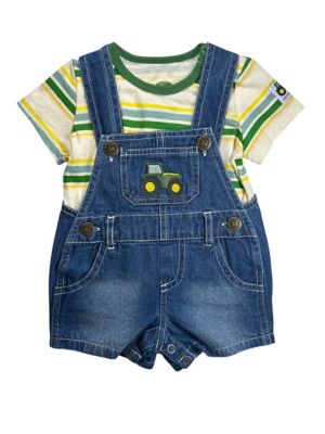 Image showing  Infant Boy Shortall Stripe Tractor