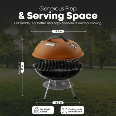 Image showing  14 in Portable Charcoal Grill with Thermometer, CG-14T