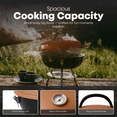 Image showing  14 in Portable Charcoal Grill with Thermometer, CG-14T