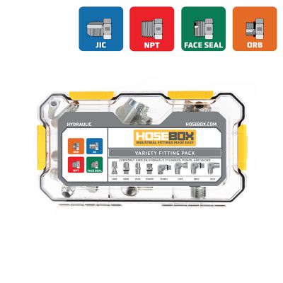 Hose Box Inc. Variety Fittings Pack (Most Common JIC, Face Seal And NPT Fittings)