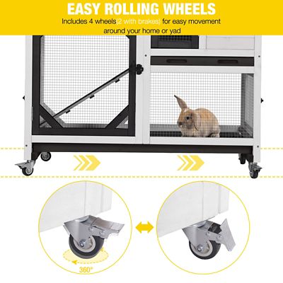 Image showing  Premium 2-Story Wooden Rabbit Hutch with Casters