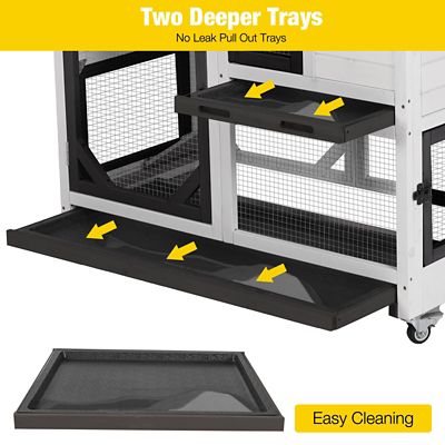 Image showing  Premium 2-Story Wooden Rabbit Hutch with Casters