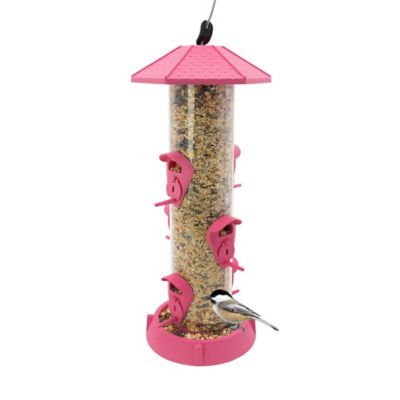 North States 2-in-1 Hinged Port Tube Bird Feeder- Fiesta Pink