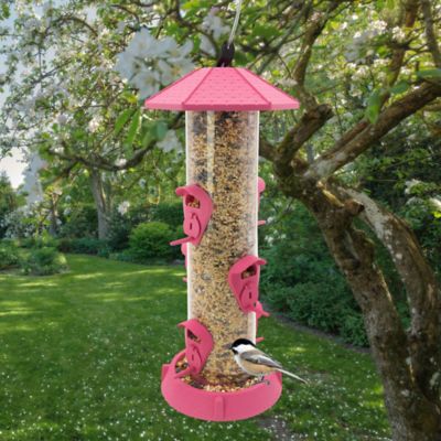 Image showing  2-in-1 Hinged Port Tube Bird Feeder- Fiesta Pink
