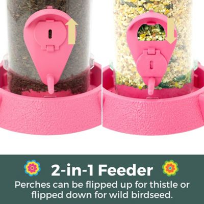 Image showing  2-in-1 Hinged Port Tube Bird Feeder- Fiesta Pink