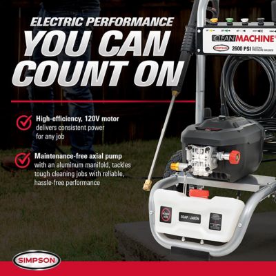 Image showing 2 th SIMPSON Clean Machine 2600 PSI at 1.1 GPM Electric Pressure Washer, 61484
