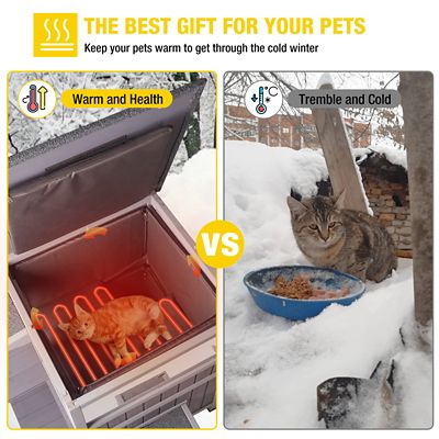 Image showing 5 th Aivituvin Heated Wooden Cat House, Insulated Liner