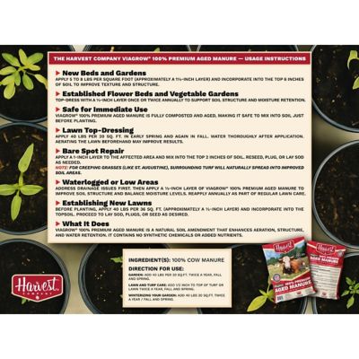 Image showing 5 th The Harvest Company Viagrow 40 lb. 1.5 cu. ft. Organic Cow Manure Soil Amendment for Lawn and Garden, 1 pk.