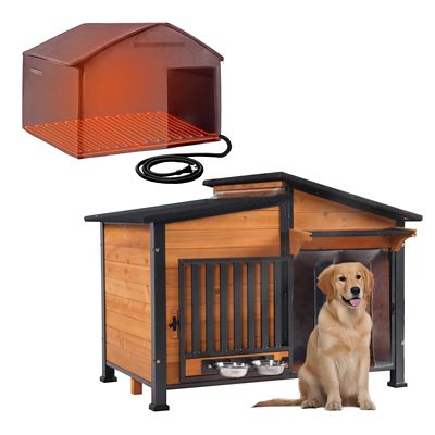 Aivituvin Heated Insulated Metal Frame Wooden Dog House